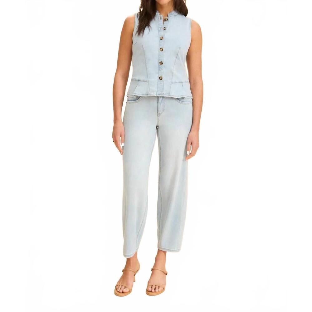 NEW FDJ button up vest in light blue